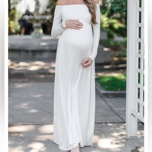Pinkblush Off Shoulder Matetnity Maci Dress in Ivory